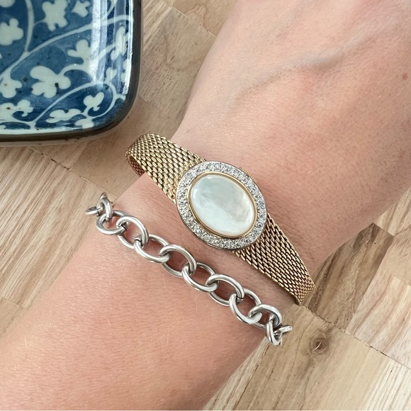 Rare Vintage Anne Klein peek-a-boo diamond Swiss cocktail watch NEW BATT… main image 4